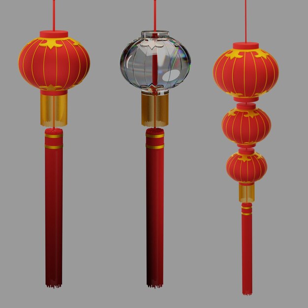 3d rendu de la forme de la lampe de lanterne chinoise