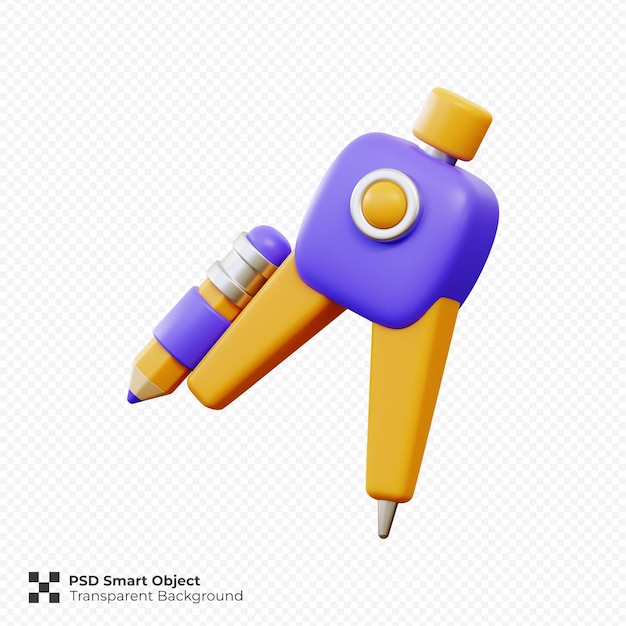 3d rendu de l'icône de la boussole illustration isolée premium psd