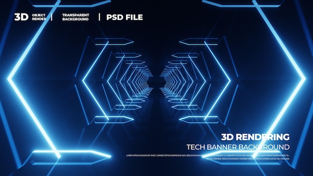 3d rendu tech lignes tunnel lumière étendue hd psd arrière-plan en couches