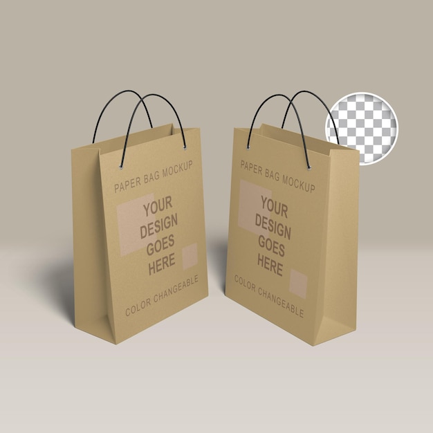 3D representa una maqueta de bolsa de compras realista. Bolsa de color cambiable