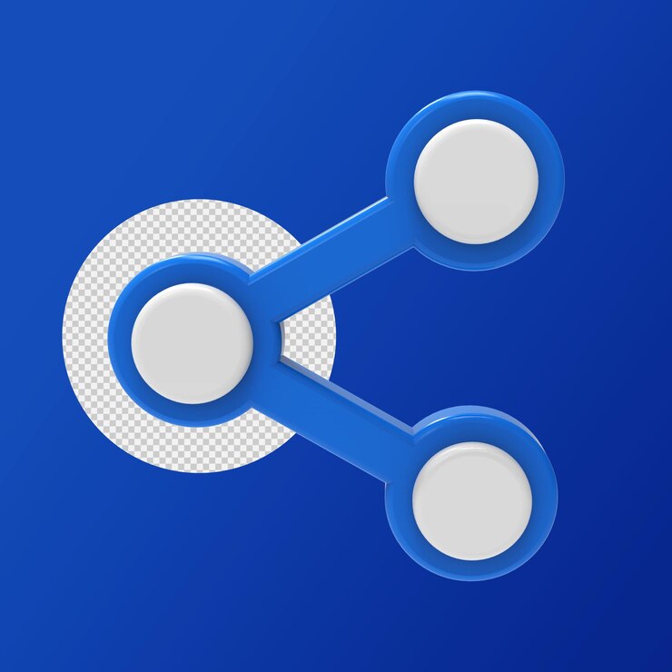 PSD 3d de representación de icono de compartir aislado