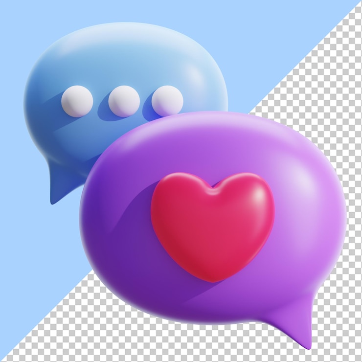 3d representación de mensaje romántico e ilustración de conversación