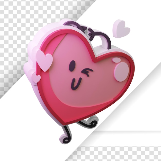3D reso dell'emozione del cuore dei cartoni animati con il segno dell'amore