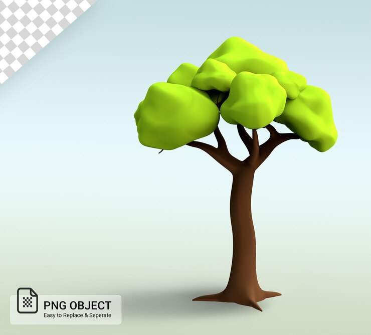 PSD 3d reso unico albero con sfondo trasparente