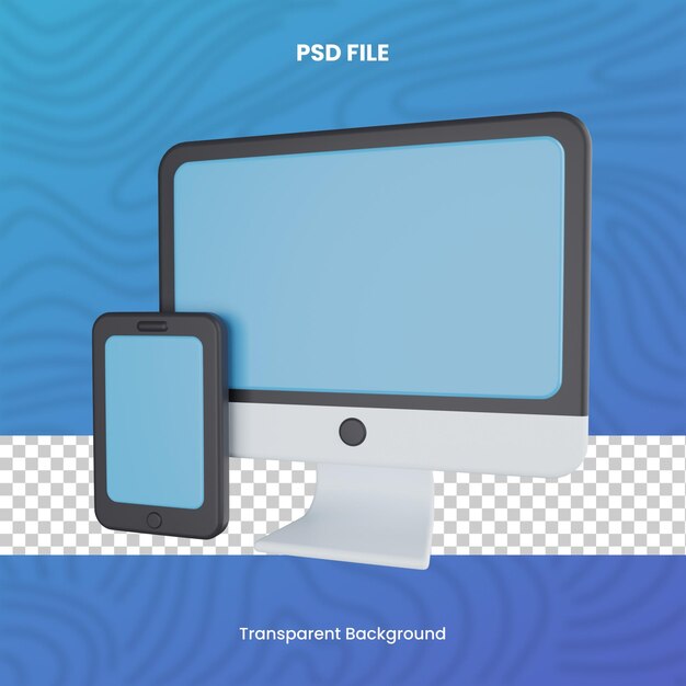 PSD 3d-responsiv mit durchsichtigem hintergrund und hochwertigem rendering