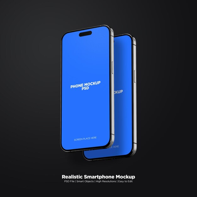 3D-responsive Smartphone-App Bildschirmgerät Mockup PSD