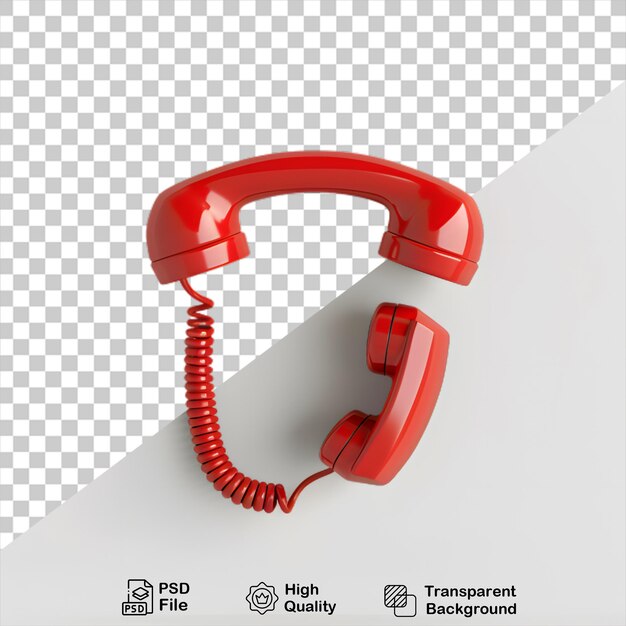 PSD 3d-retro-telefon-cartoon-stil isoliert auf transparentem hintergrund