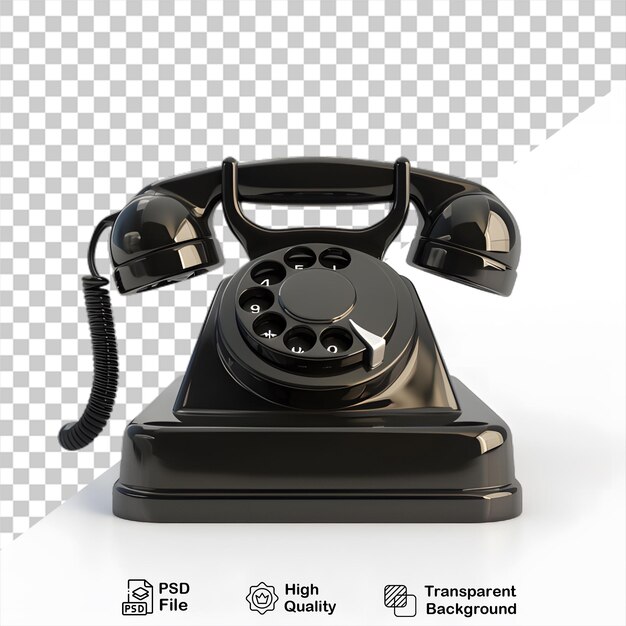 PSD 3d-retro-telefon-cartoon-stil isoliert auf transparentem hintergrund