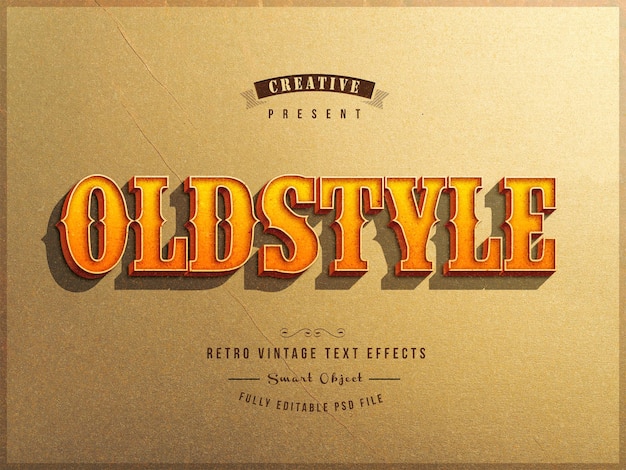 3d-Retro-Vintage-bearbeitbare Texteffekt