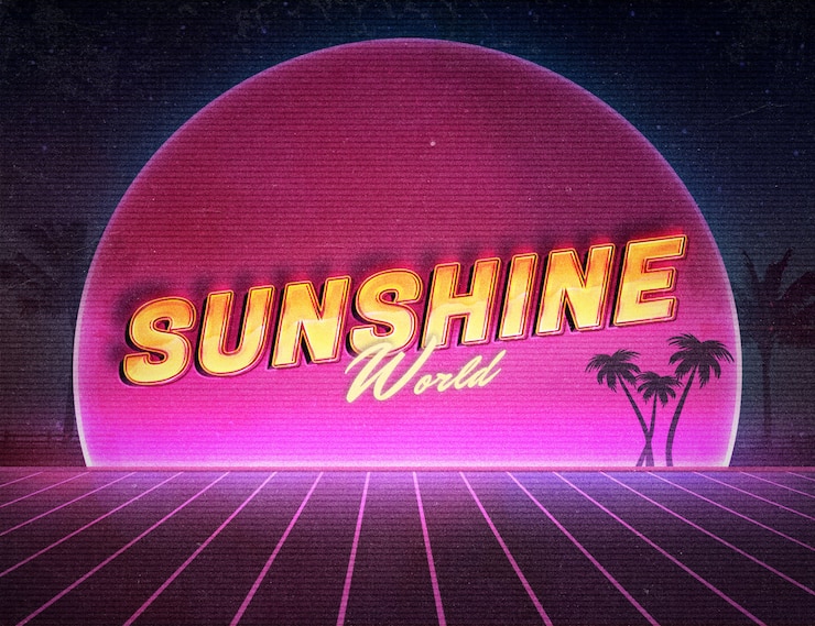 PSD 3d retrowave text effect