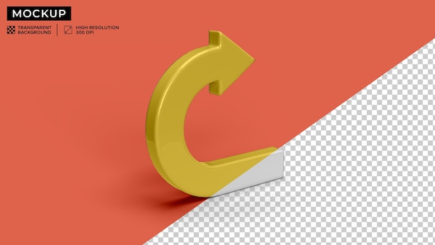 3D-Return-Symbol-Mockup auf der linken Hintergrundansicht