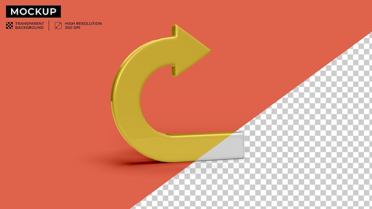 PSD 3d return symbol mockup on backdrop
