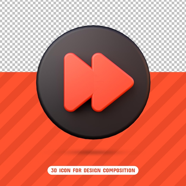3D Rewind Icon in 3D Rendering Isolated