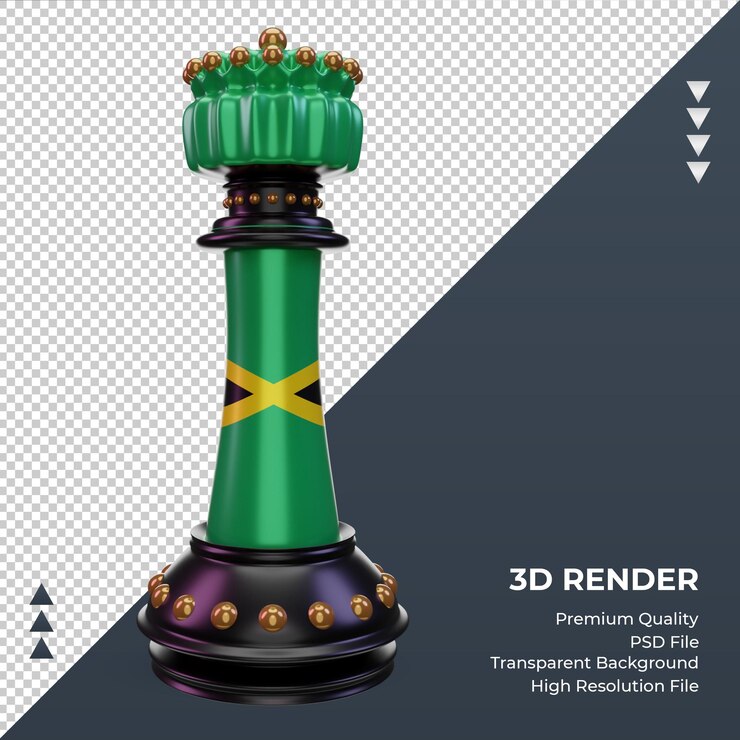 PSD 3d rey ajedrez jamaica bandera renderizado vista frontal
