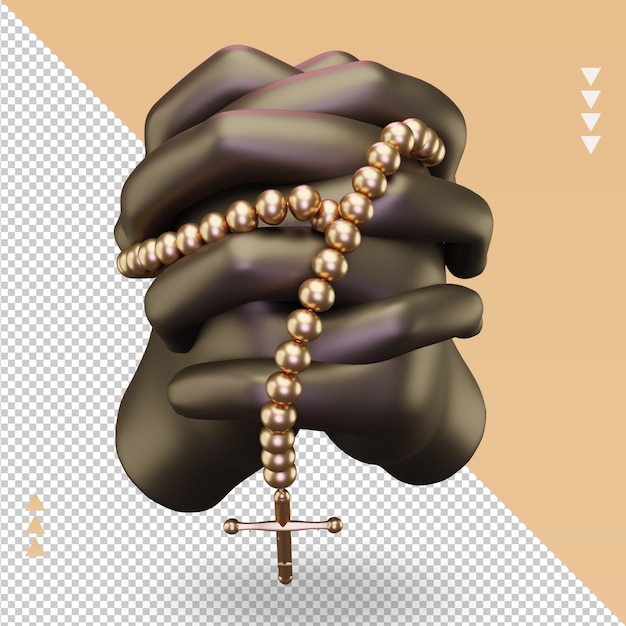 3d rezar rosário ícone de páscoa renderização vista superior