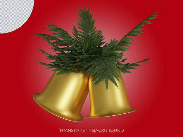PSD 3d rindió el icono de fondo transparente de campana de navidad de alta calidad
