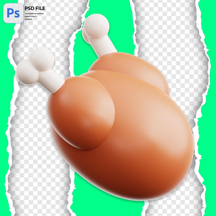 PSD 3d roasted chicken icon isolado png ilustração psd template