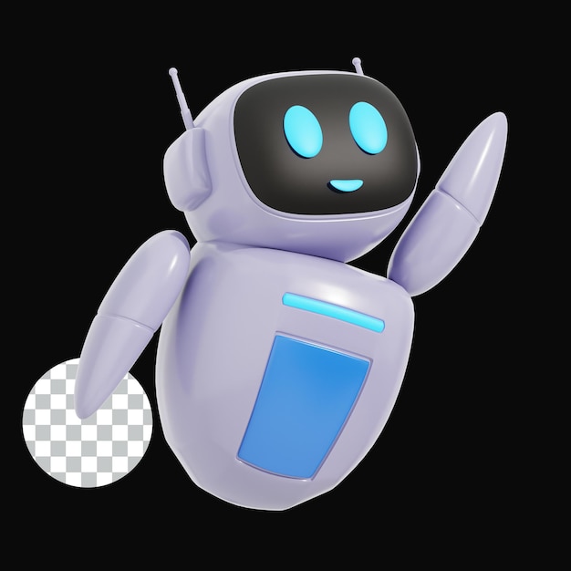 3D Robot Flying to Up Illustartion