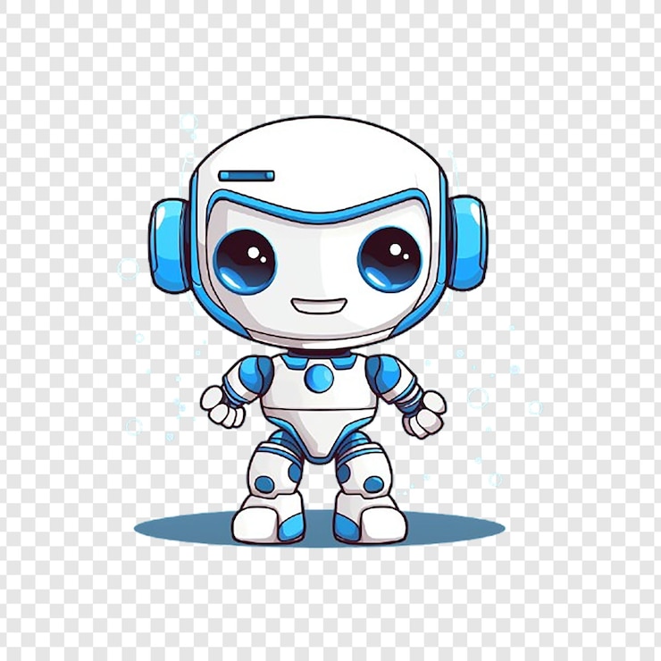 PSD 3d-roboter-maskottchen isoliert auf durchsichtigem hintergrund