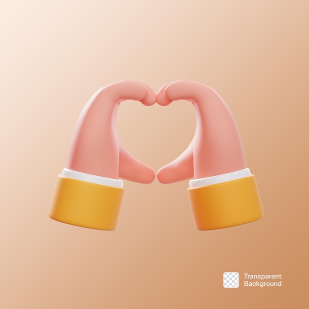 3D Rock Peace Heart Love Raised First Ok Hand Sign PNG Template
