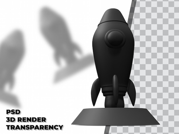 PSD 3d rocket trophy com transparency background