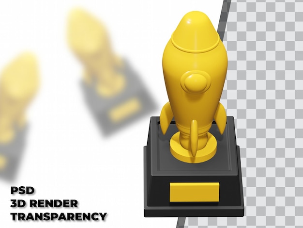 PSD 3d rocket trophy com transparency background