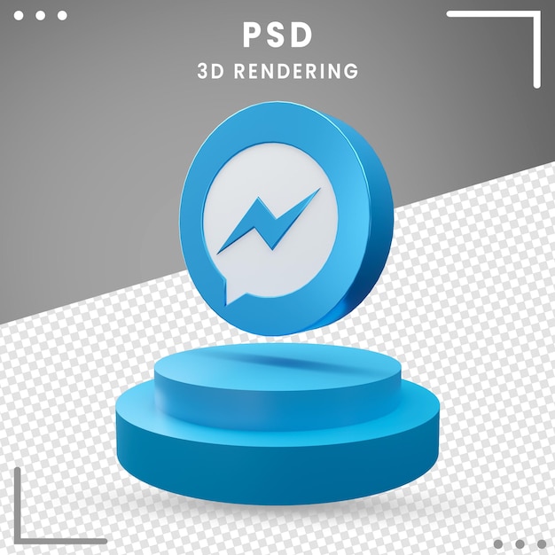 3D Rodado Ícone Messenger Design Renderização Isolada