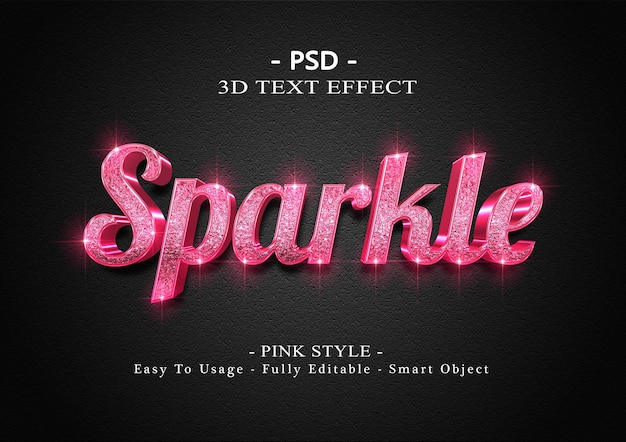 PSD 3d rosa funkeln texteffekt