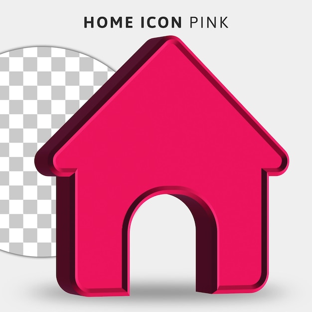 3d-rosa-home-symbol auf transparentem hintergrund