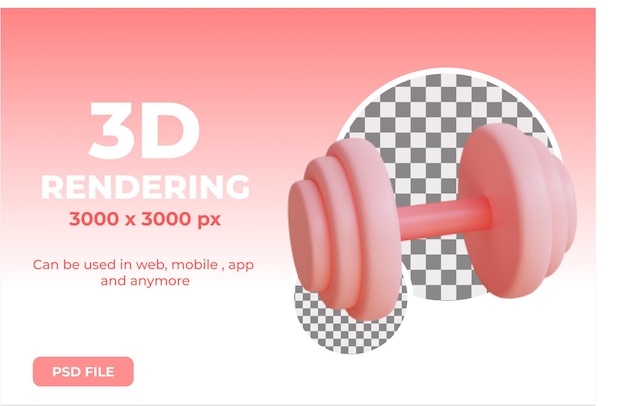 3d rosa langhantel illustrationsobjekt gerendert premium psd