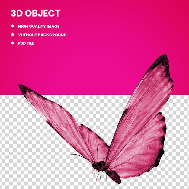 3D rosa und schwarzer Schmetterling