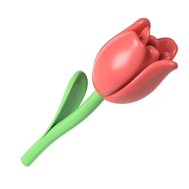 3D-rote Tulpen-Blumen-Cartoon-Stil für Blumenstrauß oder Dekoration. Liebes-Valentinsgruß-romantisches Design