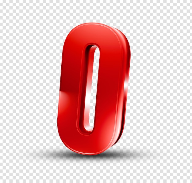 3D Rote Zahl Null