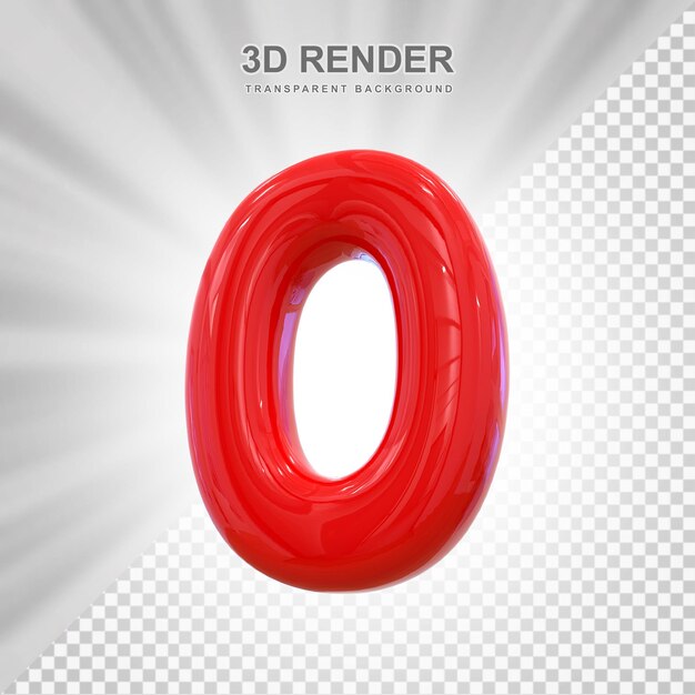 3D-Roter Ballon Nummer 0