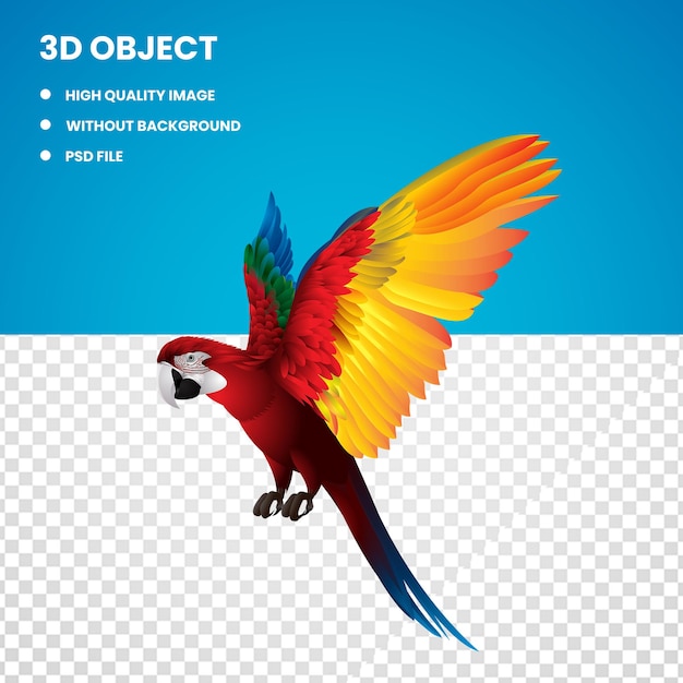 PSD 3d roter und gelber ara