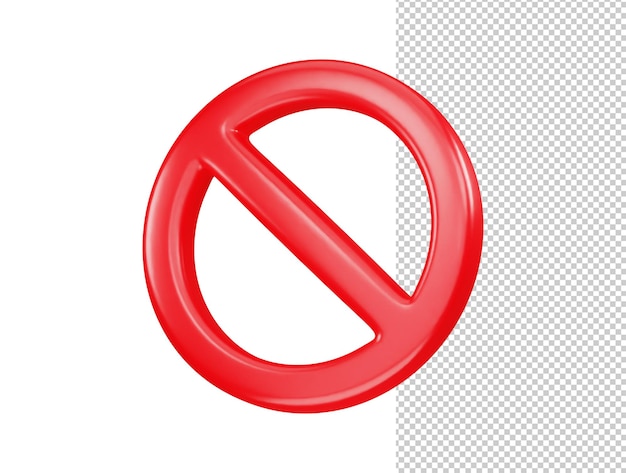 3D-rotes Verbotsschild, kein Symbol, Warnung oder Stoppsymbol, Sicherheitsgefahr, isolierte Vektordarstellung