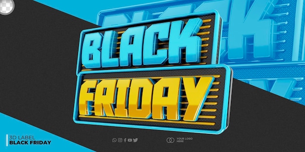 3d rótulo black friday para composições de mídia social de campanhas promocionais