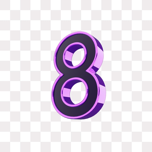 3D Roxo Número 8