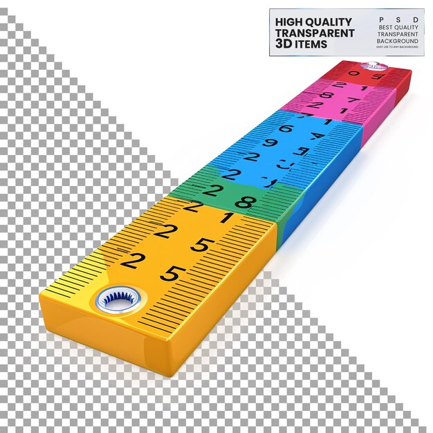 3d ruler icon a colorful 3d ruler icon representing measurement on transparent background