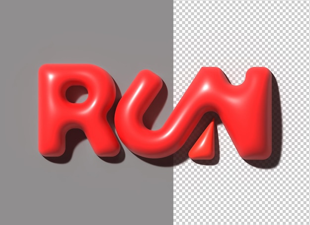 3D Run Lettering Psd trasparente tipografico