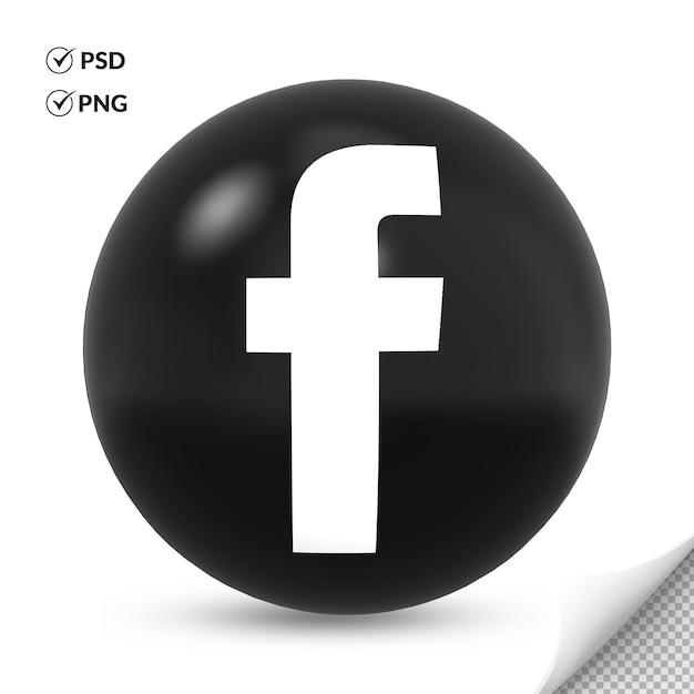 3d rundes schwarz-weißes facebook-logo-symbol