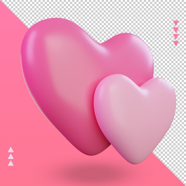 3d Saint Valentin double amour icône rendu vue de gauche