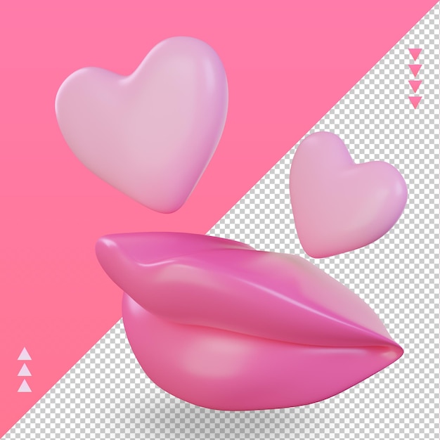 3d Saint Valentin Lips Love Icône Rendu Vue Droite