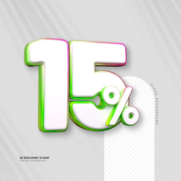 3d sale sconto prezzo tag 3d rendering numero concetto vendita promozione 15 per cento per la composizione
