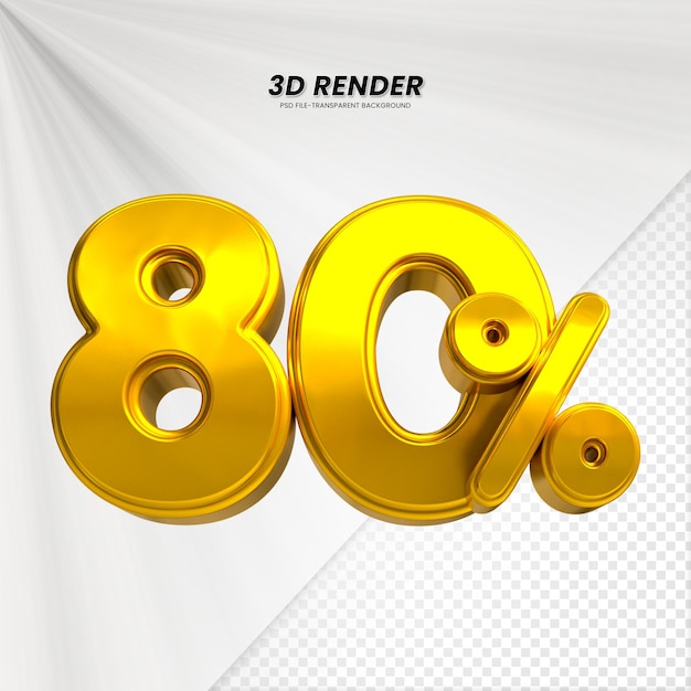 3d sale sconto prezzo tag 3d rendering per composizione 80 per cento concetto di numero