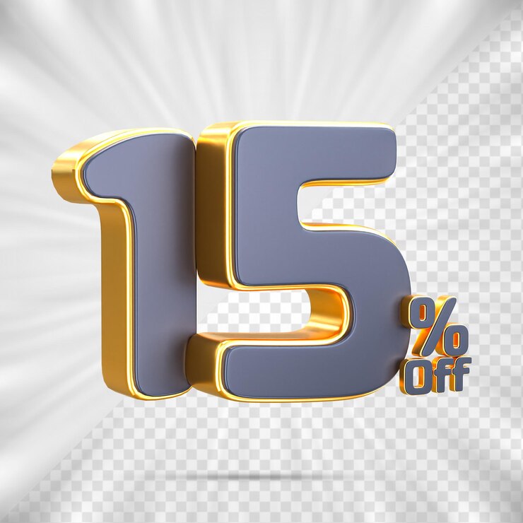 PSD 3d sales discount number 15 percentage price tag for discount sale promotion concept by 3d render