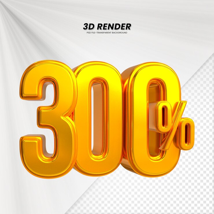 3d sales discount price tag 3d rendering for composition 300 percent number concept