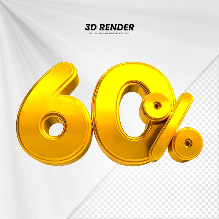 3d sales discount price tag 3d rendering for composition 60 percent number concept