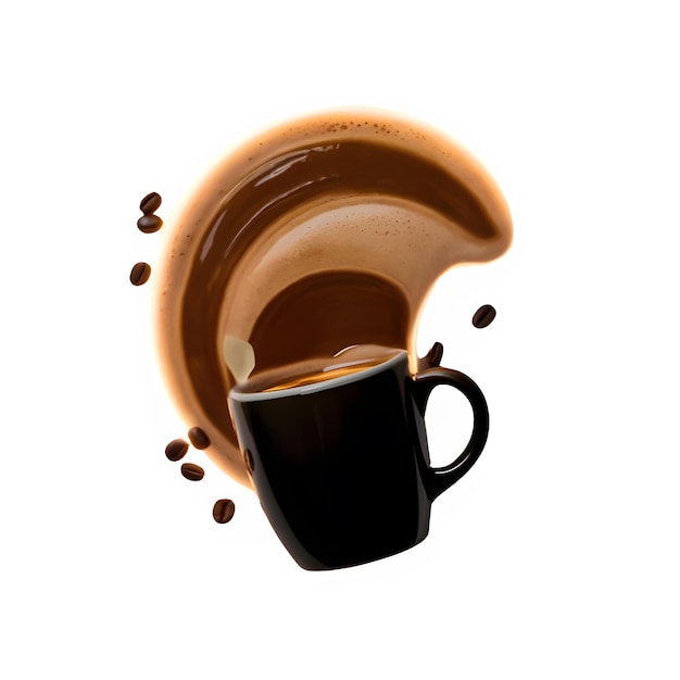 PSD 3d salpico de xícara de café