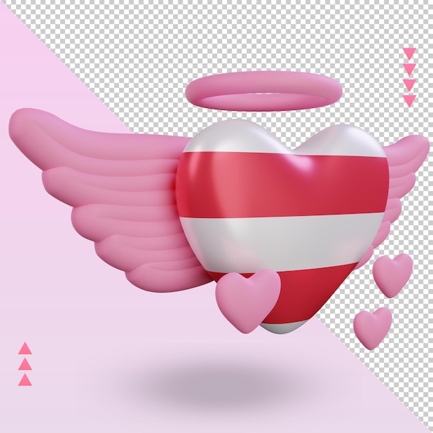 3d san valentín amor austria bandera renderizado vista izquierda